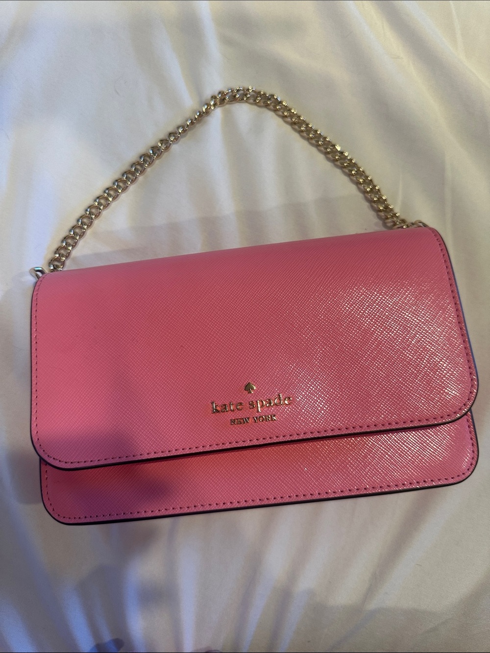 kate spade Pink Saffiano Leather Chain Shoulder Bag